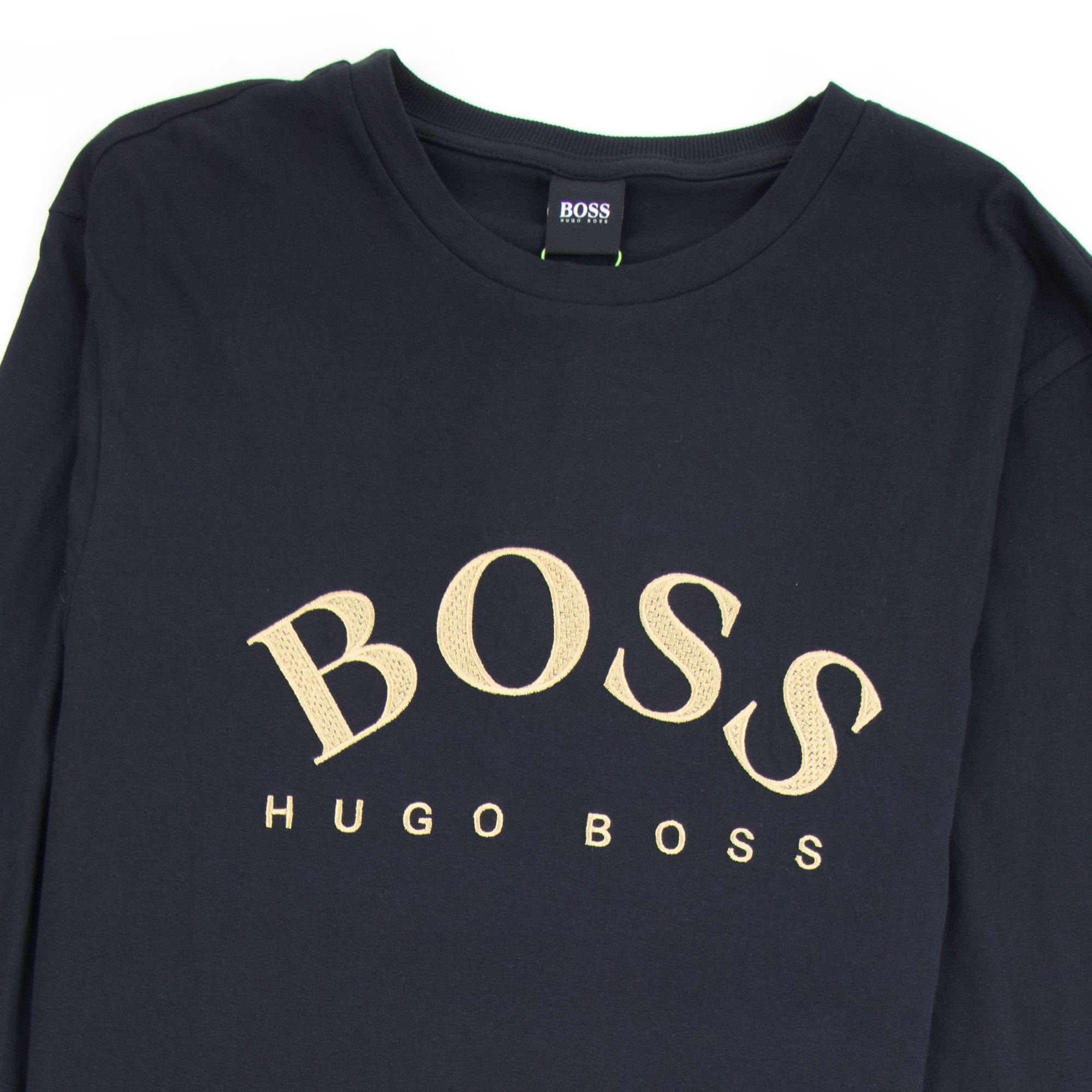Hugo Boss Curved Embroidered Large Logo Togn LS T-Shirt