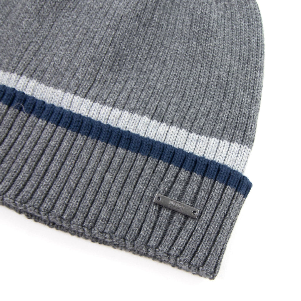 Hugo Boss Ribbed Striped Beanie Grey