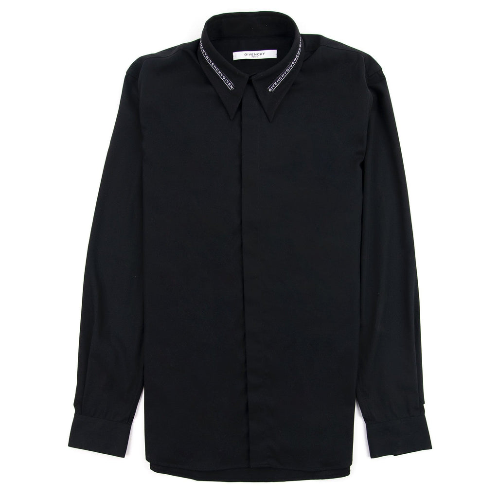 Givenchy Shirt In Cotton Twill With Collar Webbing Black