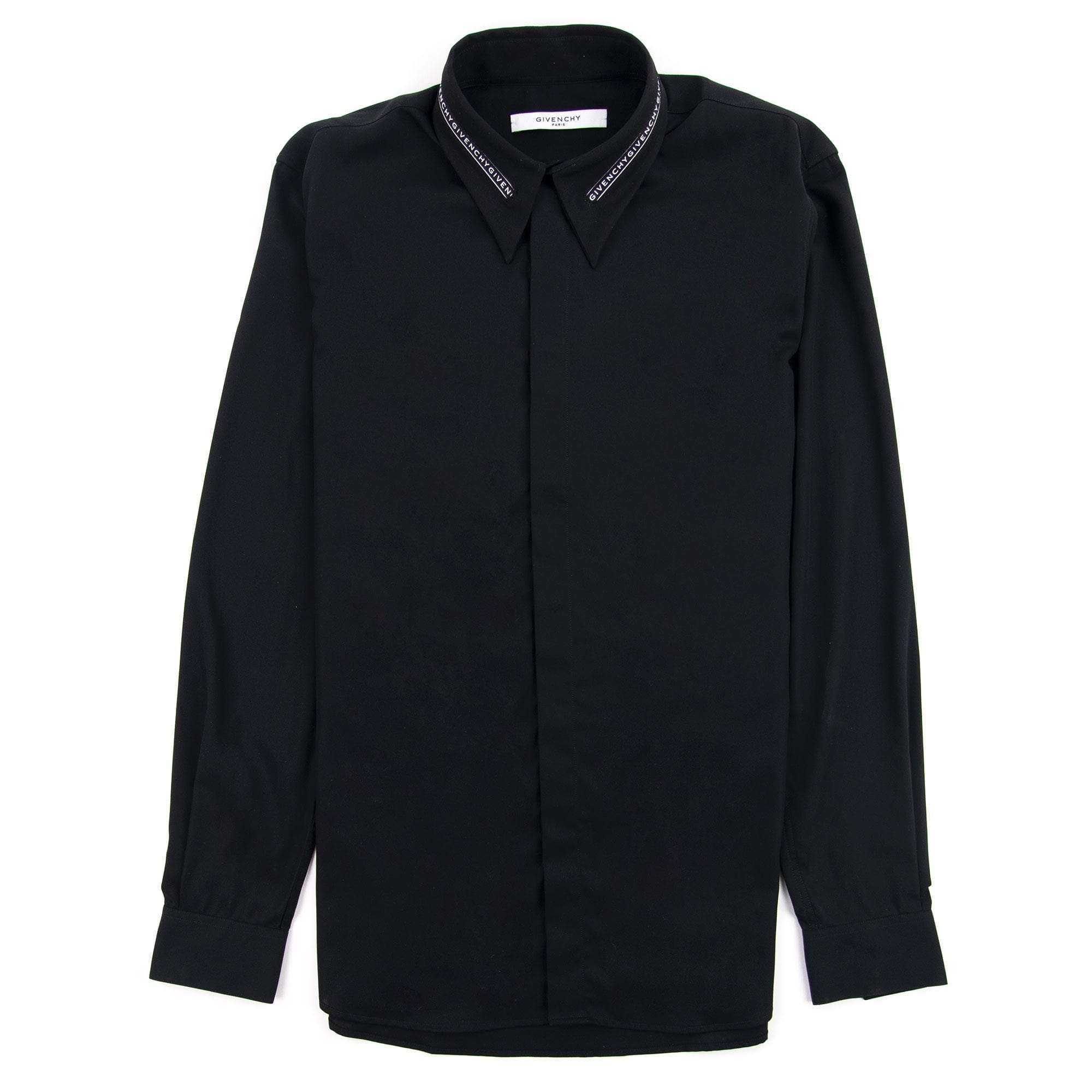 Givenchy Shirt In Cotton Twill With Collar Webbing Black