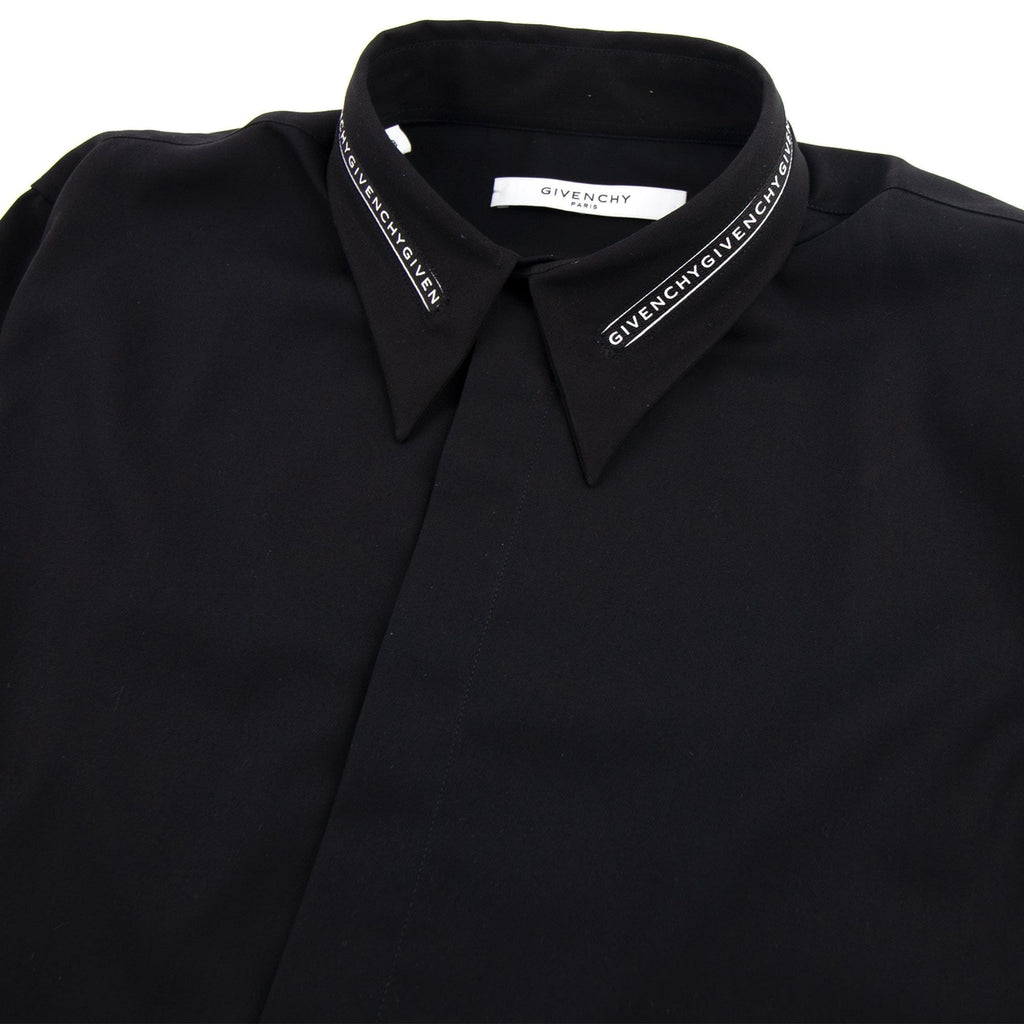 Givenchy Shirt In Cotton Twill With Collar Webbing Black