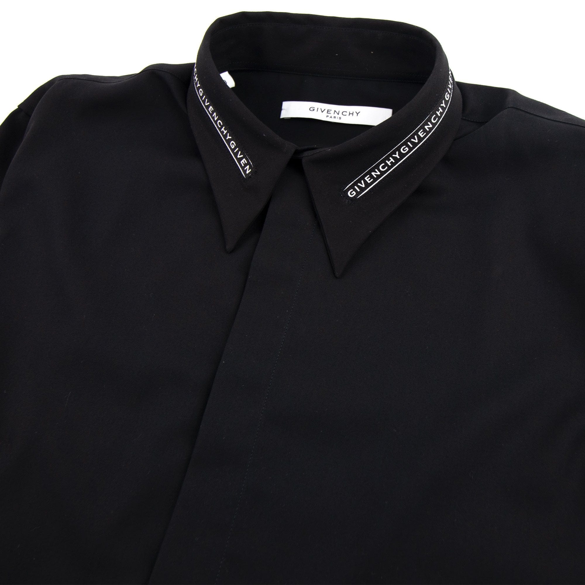 Givenchy Shirt In Cotton Twill With Collar Webbing Black