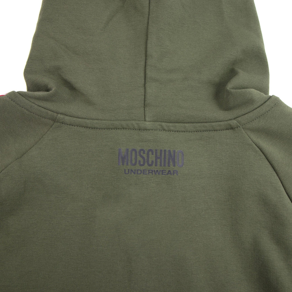 Moschino Underwear Tape Logo Pocket Zip Up Hoody Khaki 0430