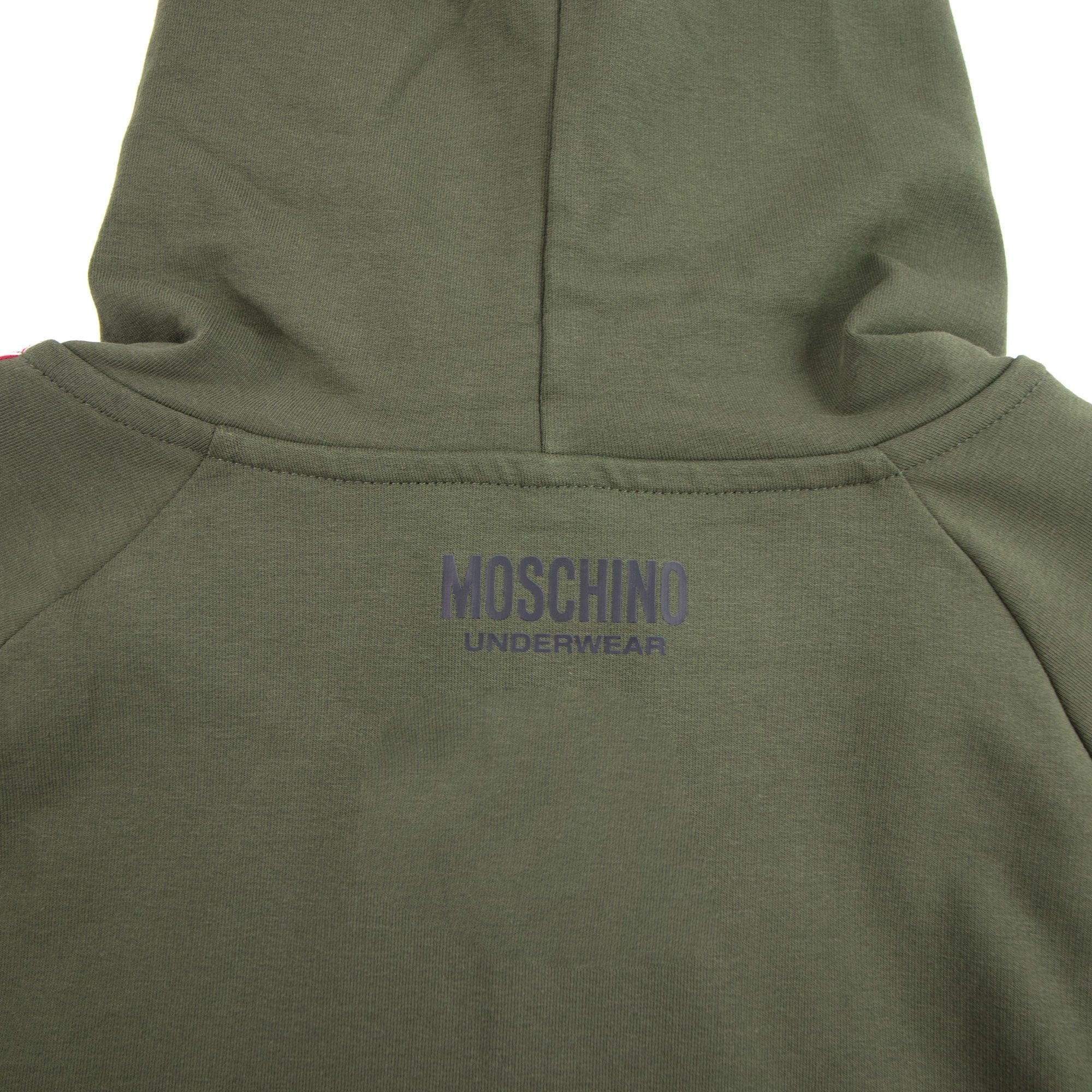 Moschino Underwear Tape Logo Pocket Zip Up Hoody Khaki 0430