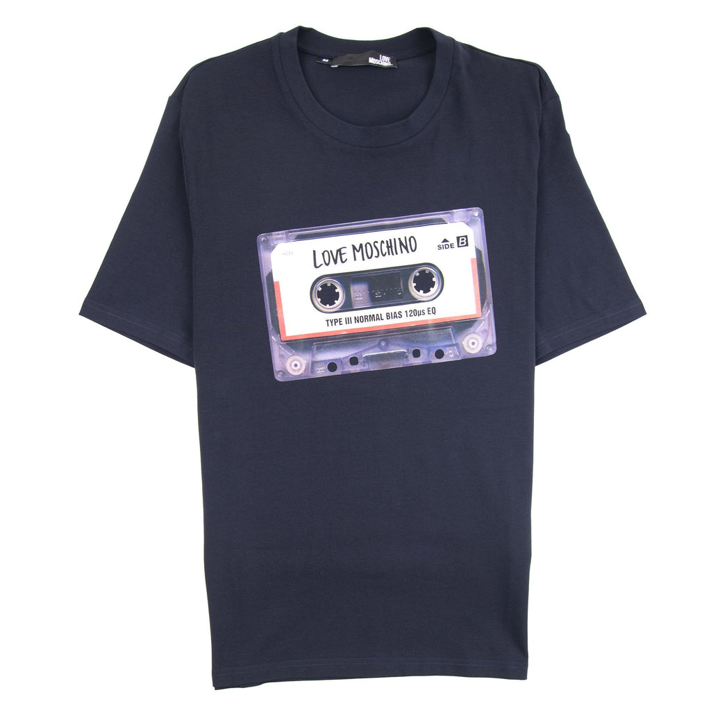 Love Moschino Cassette Print Logo T-Shirt Black