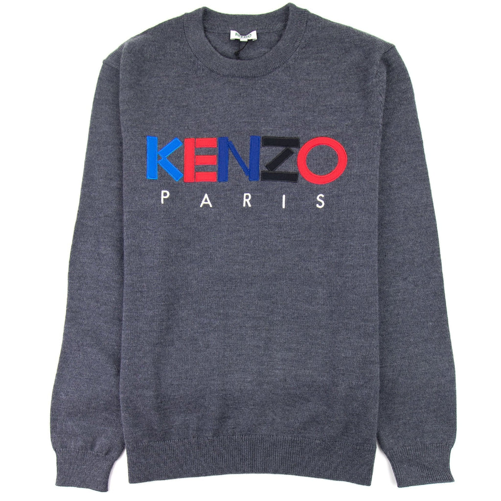 Kenzo Logo Crew Knit Sweatshirt Grey