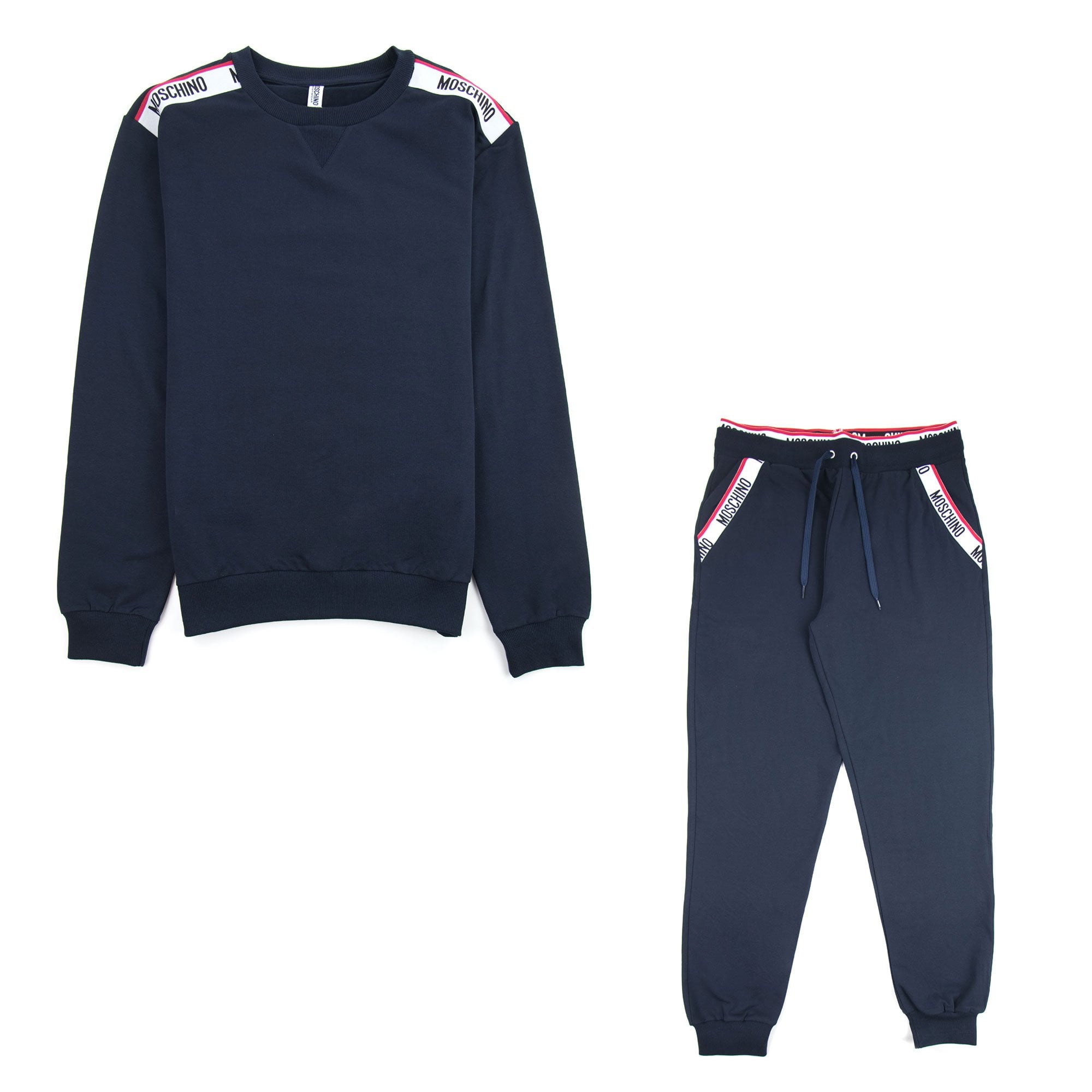 Moschino Underwear 2pcs Tape Logo Sweatshirt Tracksuit Navy 0290