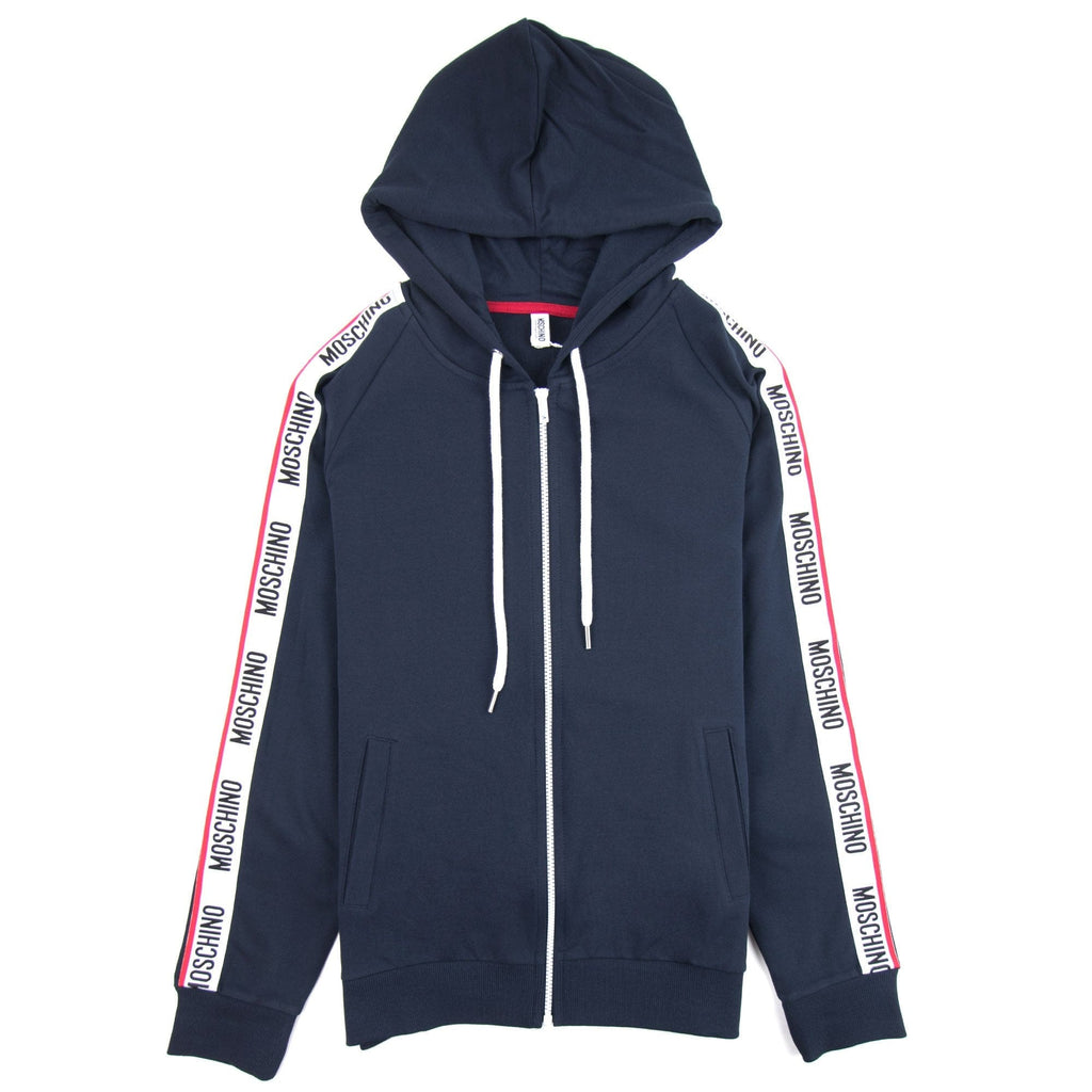 Moschino Underwear 2pcs Tracksuit Tape Logo Zip Up Hoody Navy 0290