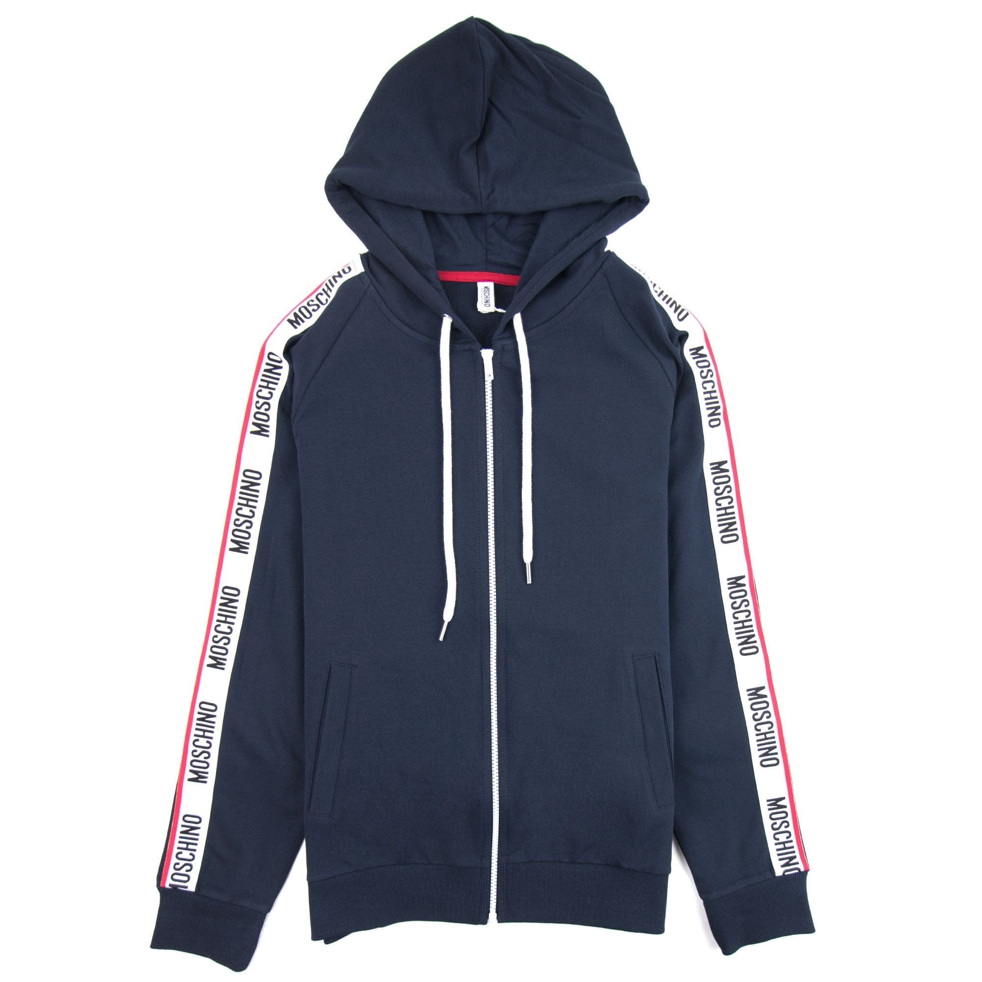 Moschino Underwear 2pcs Tracksuit Tape Logo Zip Up Hoody Navy 0290