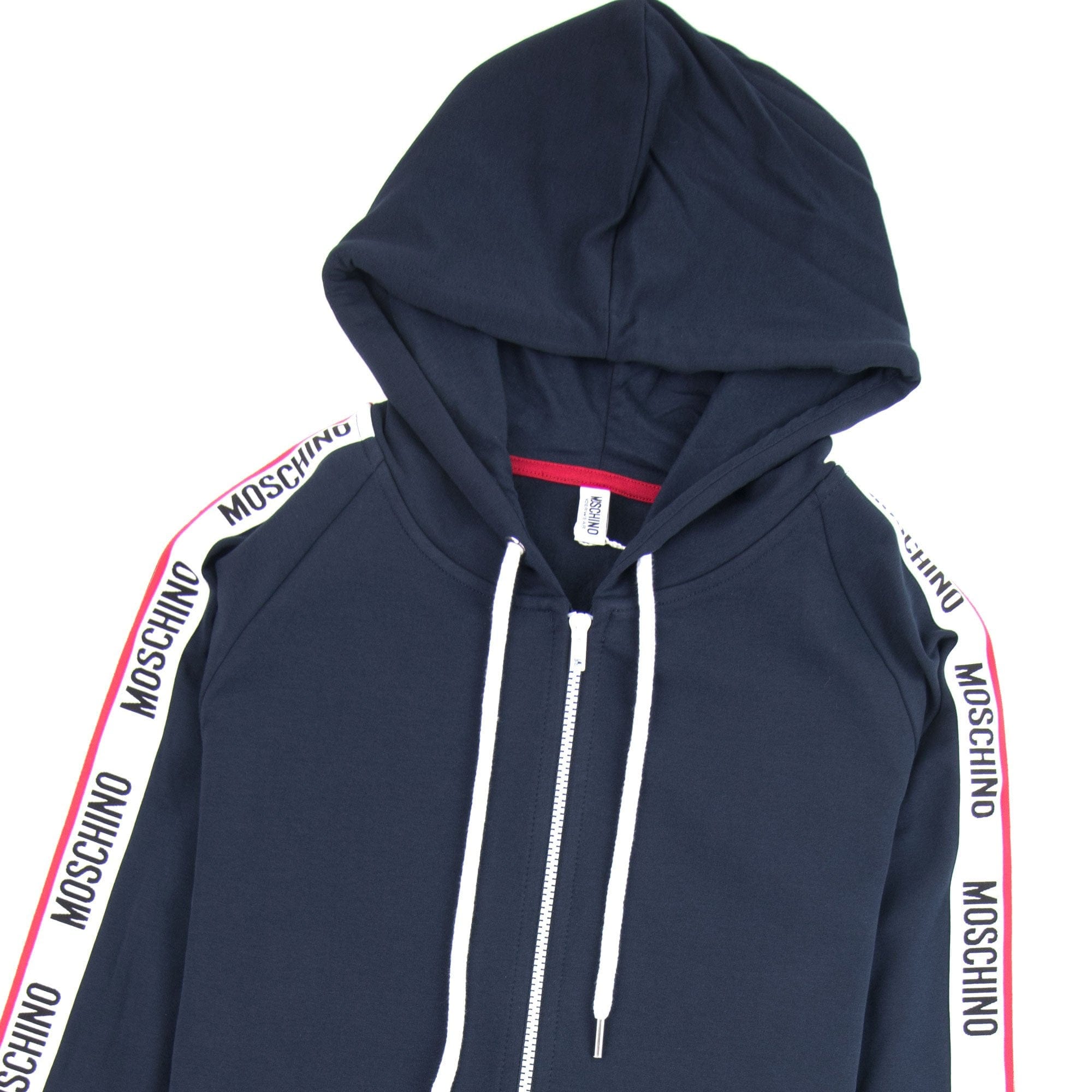 Moschino Underwear 2pcs Tracksuit Tape Logo Zip Up Hoody Navy 0290