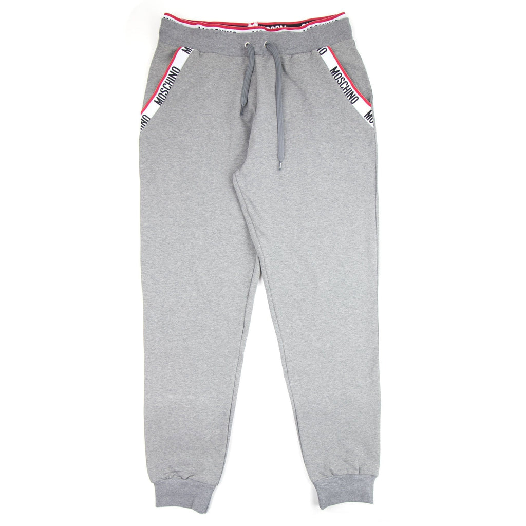 Moschino Underwear 2pcs Tracksuit Tape Logo Pocket Zip Up Hoody Grey 0506