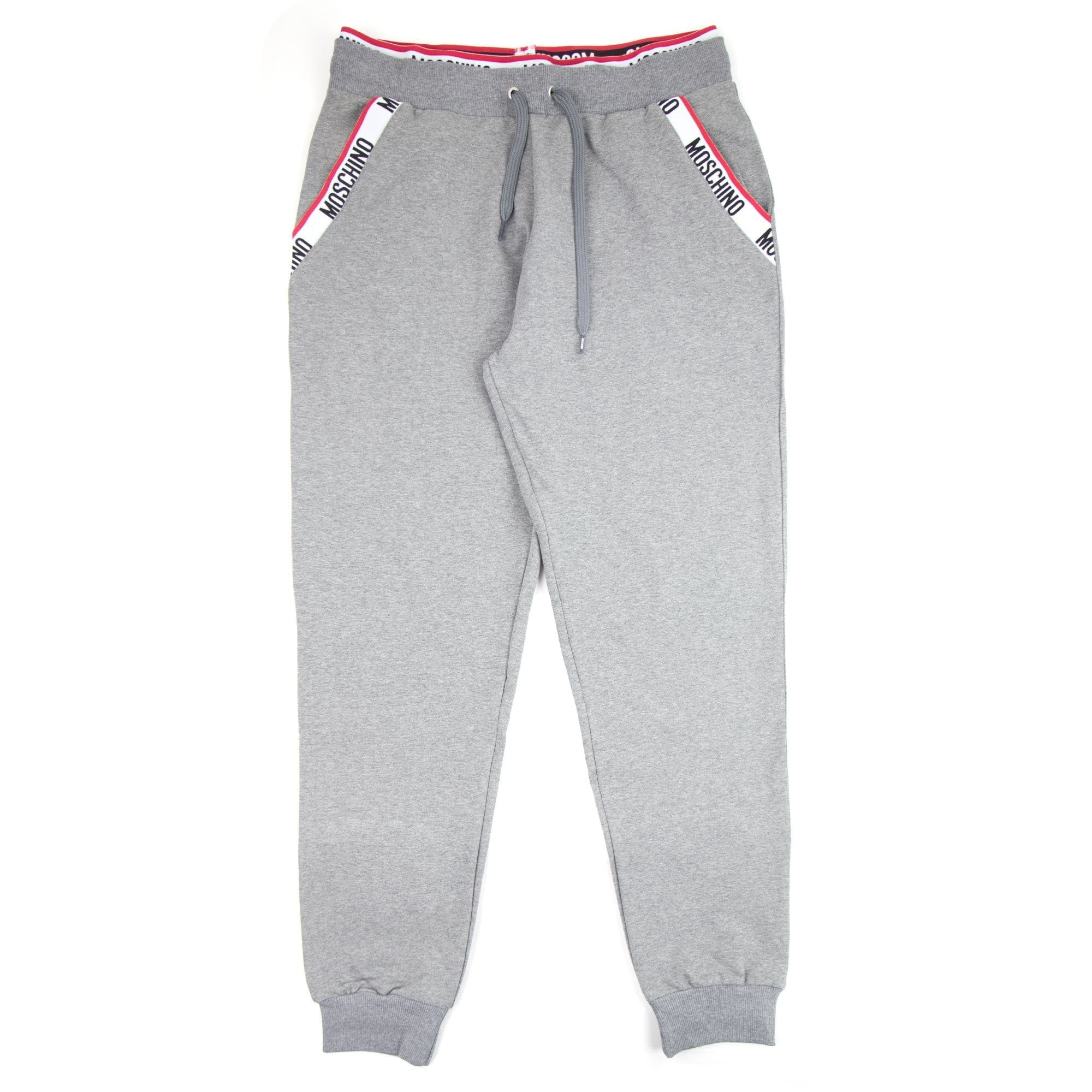 Moschino Underwear 2pcs Tracksuit Tape Logo Pocket Zip Up Hoody Grey 0506