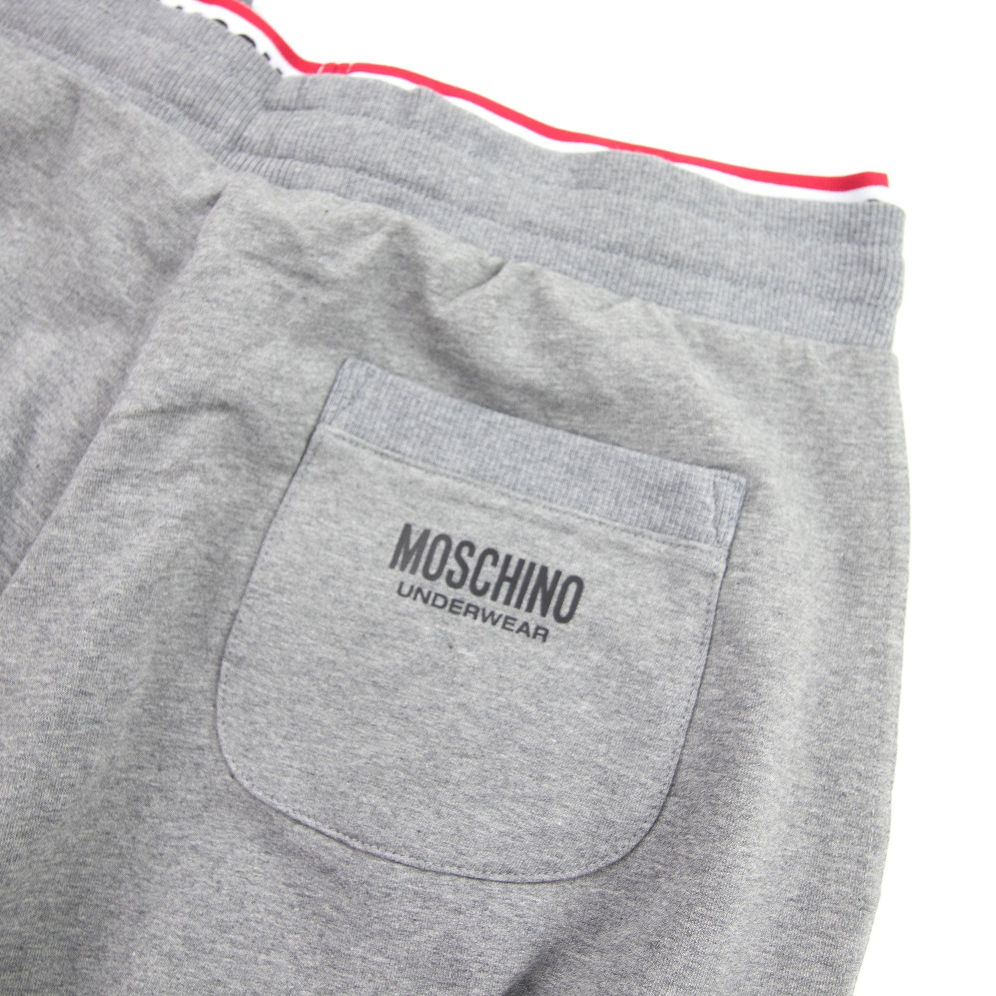 Moschino Underwear 2pcs Tracksuit Tape Logo Pocket Zip Up Hoody Grey 0506