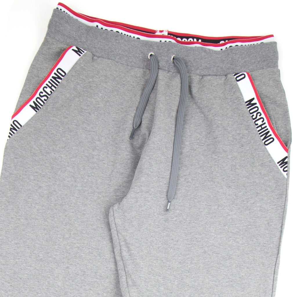 Moschino Underwear 2pcs Tracksuit Tape Logo Pocket Zip Up Hoody Grey 0506