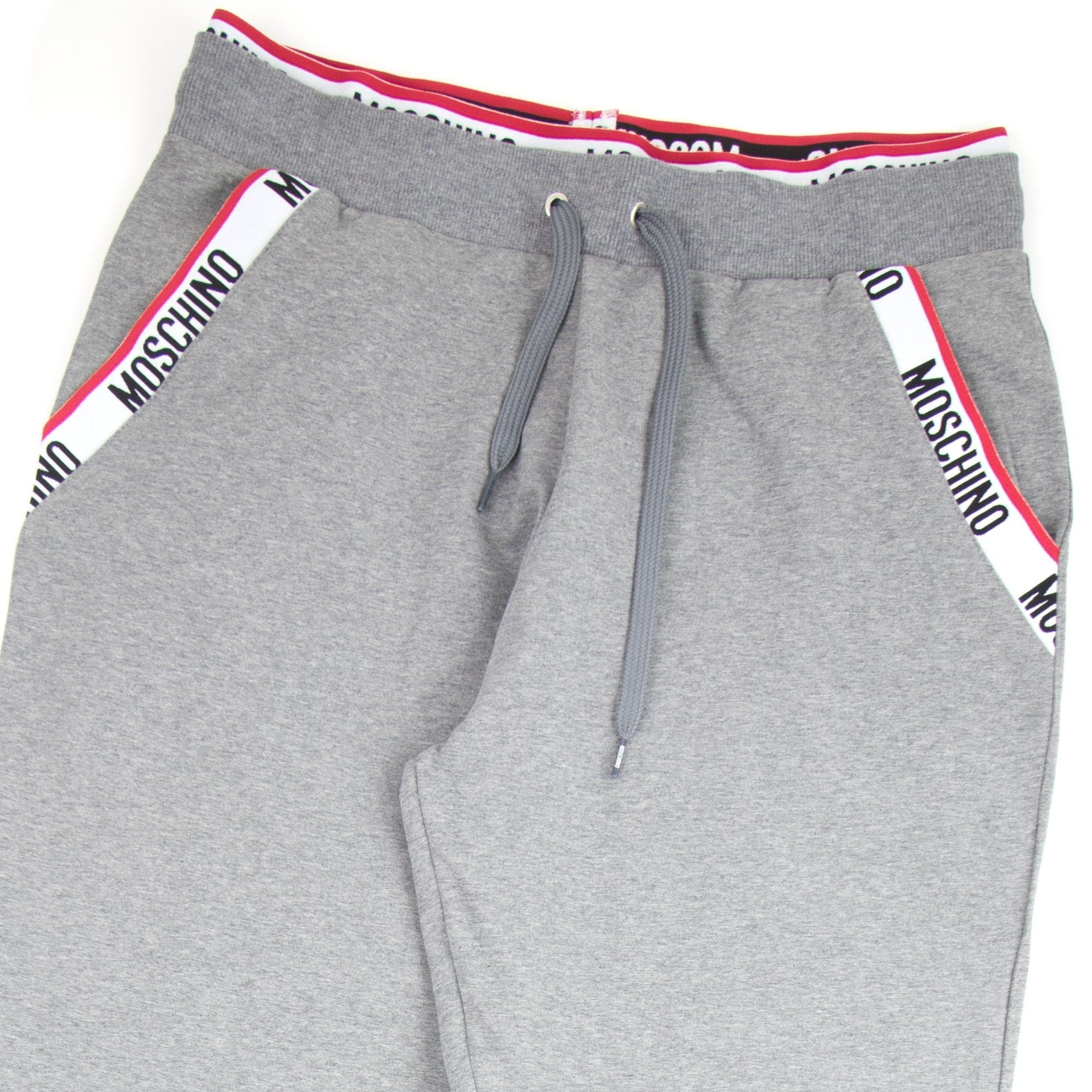 Moschino Underwear 2pcs Tracksuit Tape Logo Pocket Zip Up Hoody Grey 0506