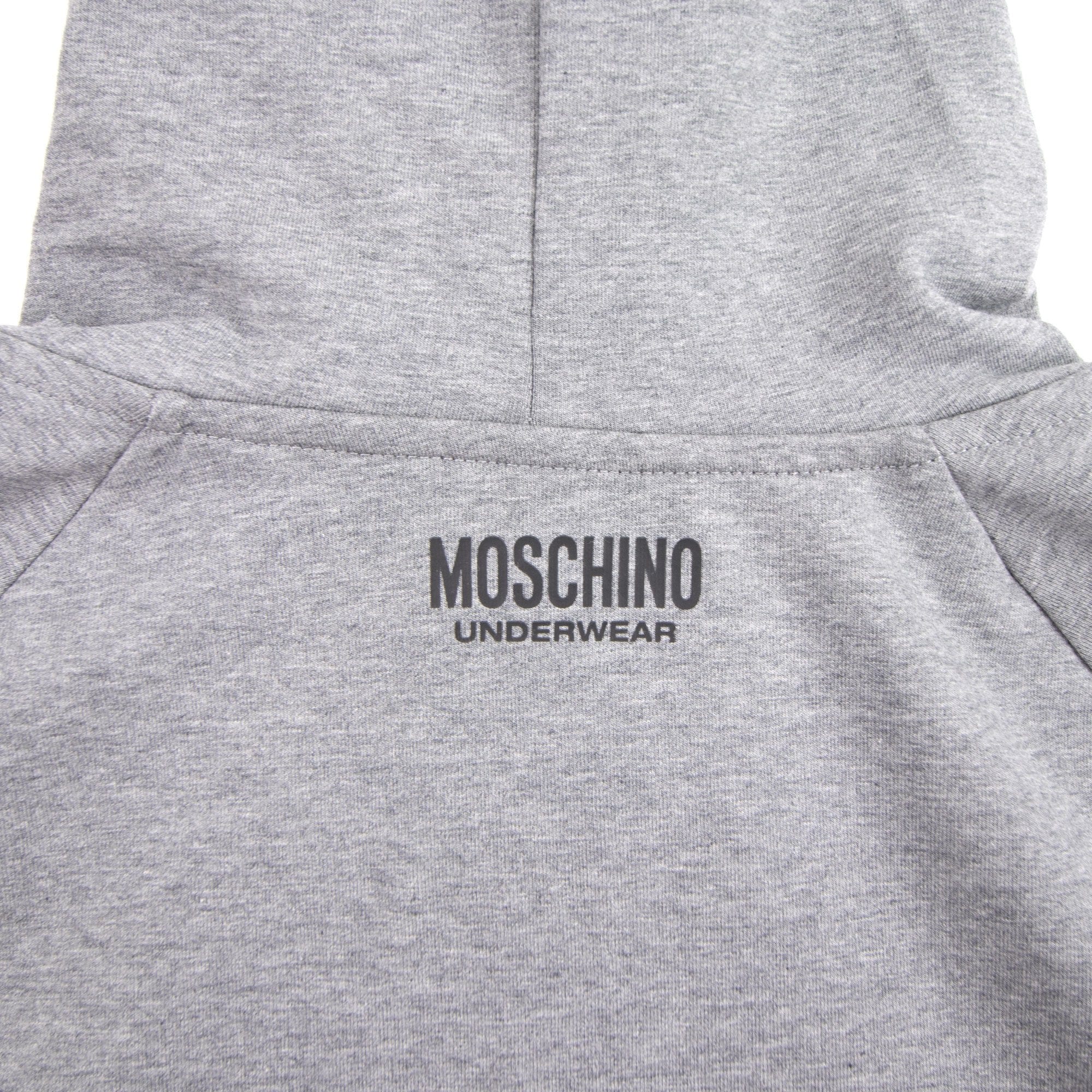 Moschino Underwear 2pcs Tracksuit Tape Logo Pocket Zip Up Hoody Grey 0506