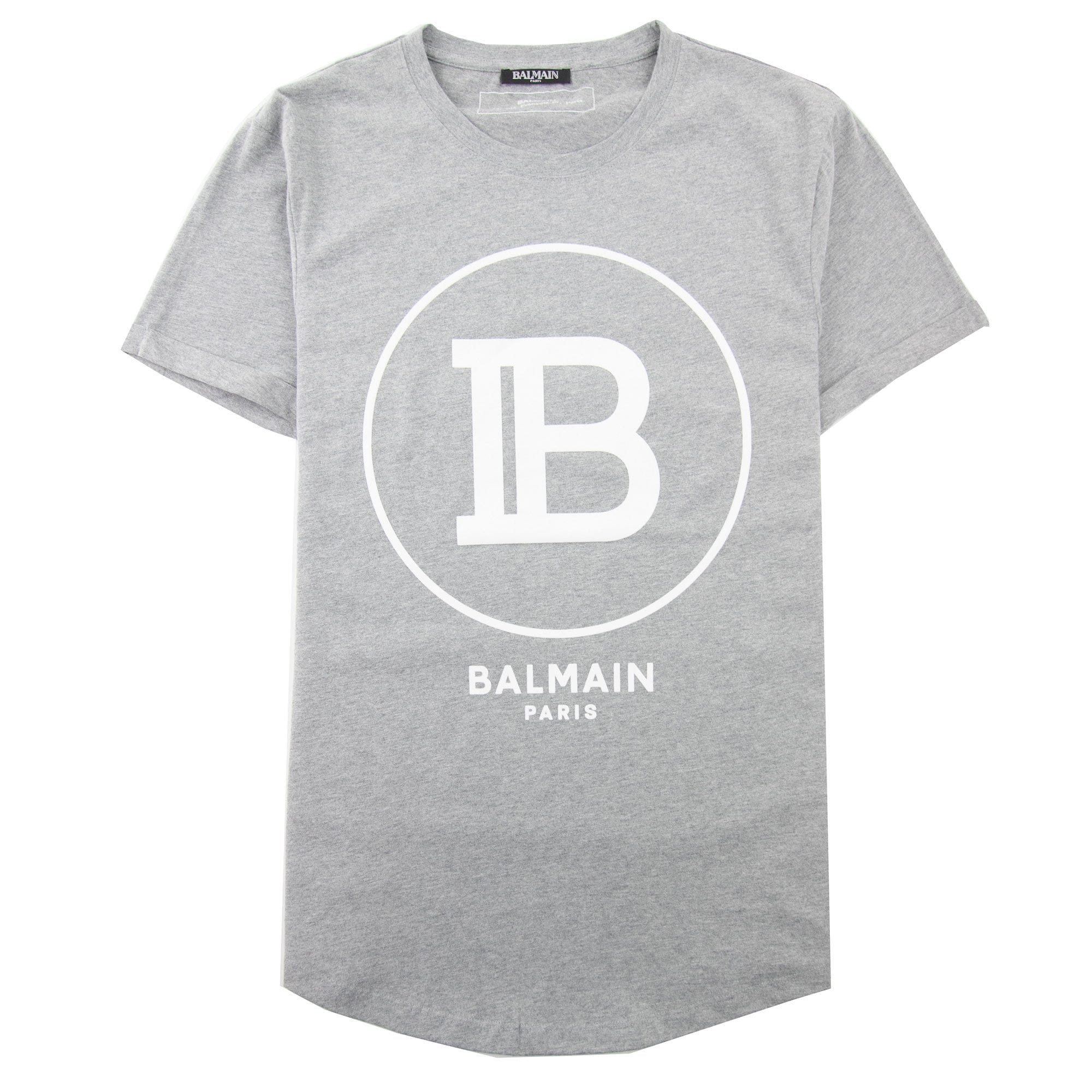 Balmain Printed Balmain Paris Logo T-Shirt Grey