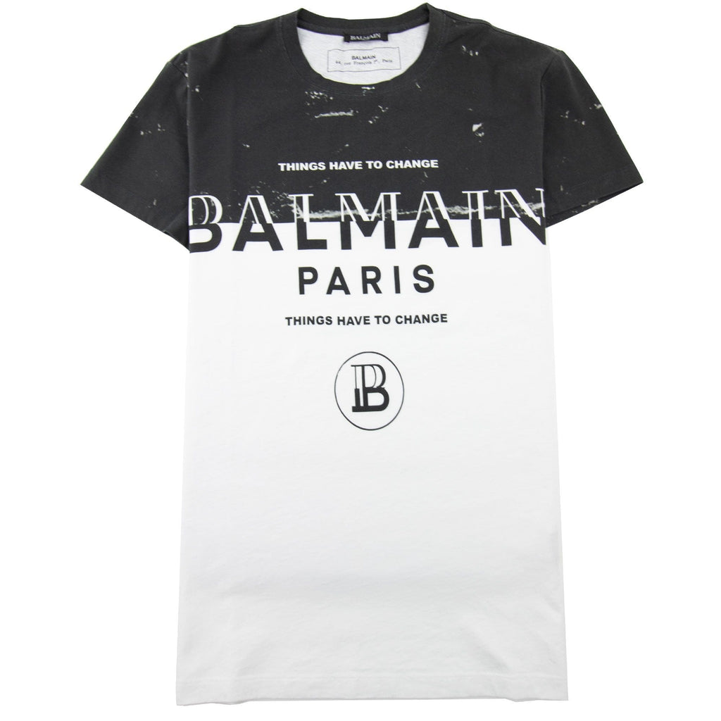 Balmain Paris Logo Print T Shirt Black/White