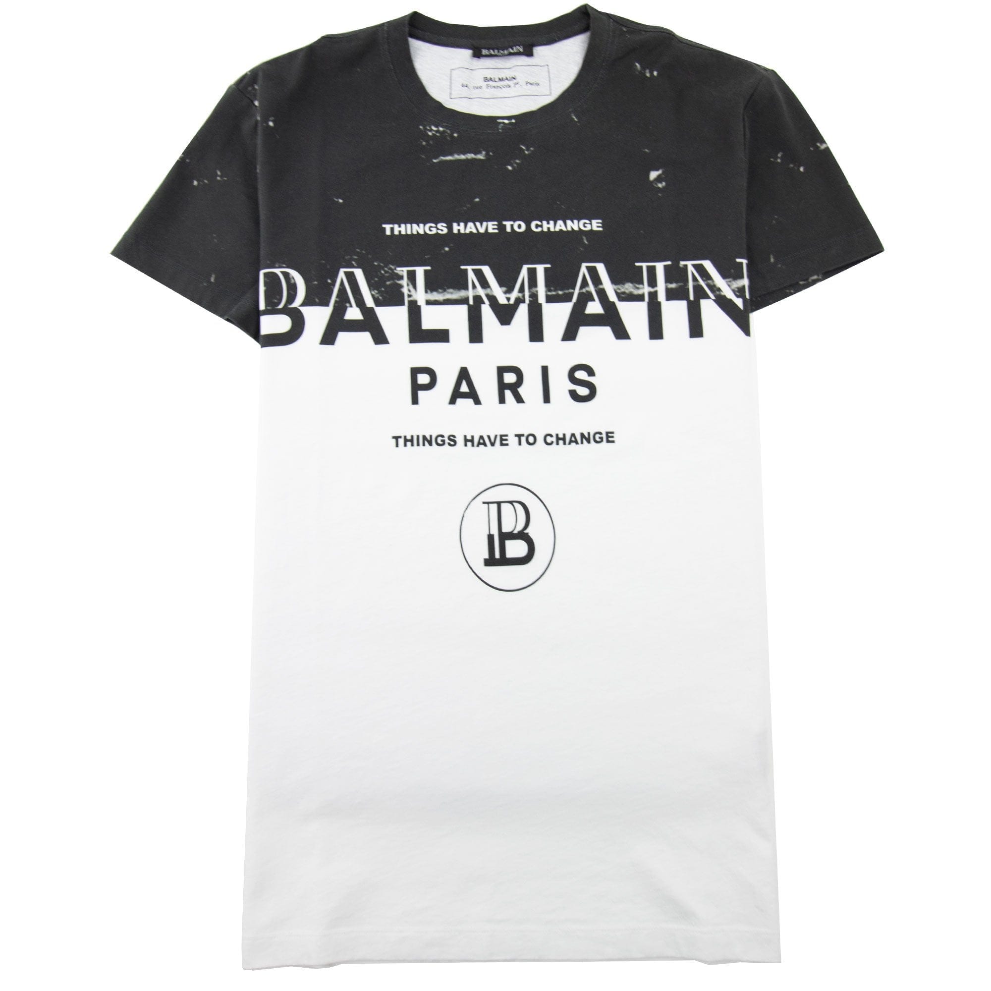 Balmain Paris Logo Print T Shirt Black/White