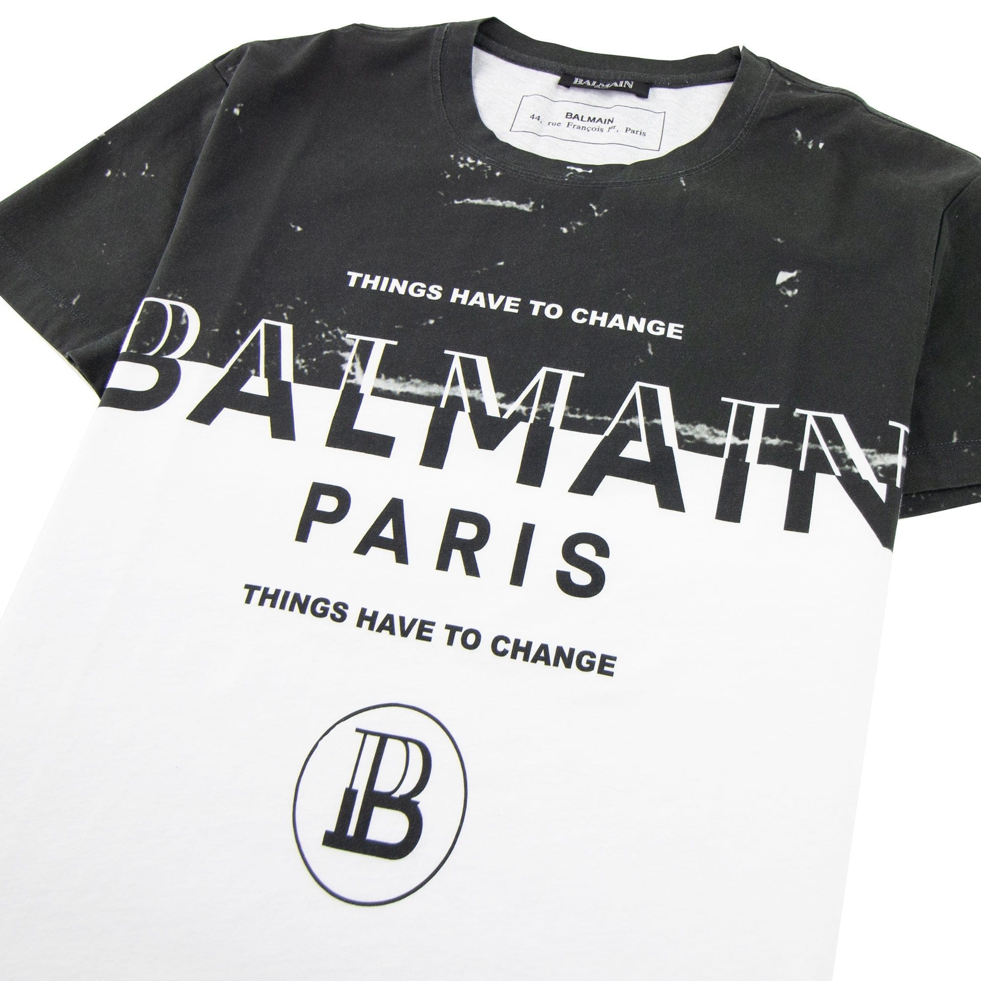 Balmain Paris Logo Print T Shirt Black/White