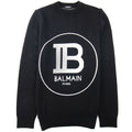 Balmain Circle Logo Knitted Crew Neck Sweatshirt Black