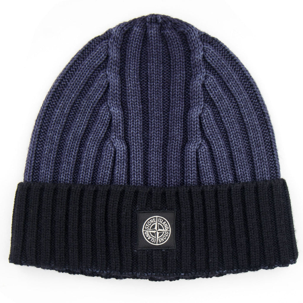 Stone Island Junior Ribbed Knit Beanie Navy V0026