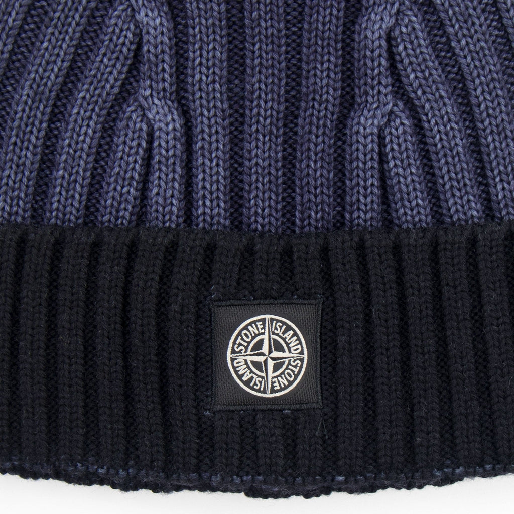 Stone Island Junior Ribbed Knit Beanie Navy V0026