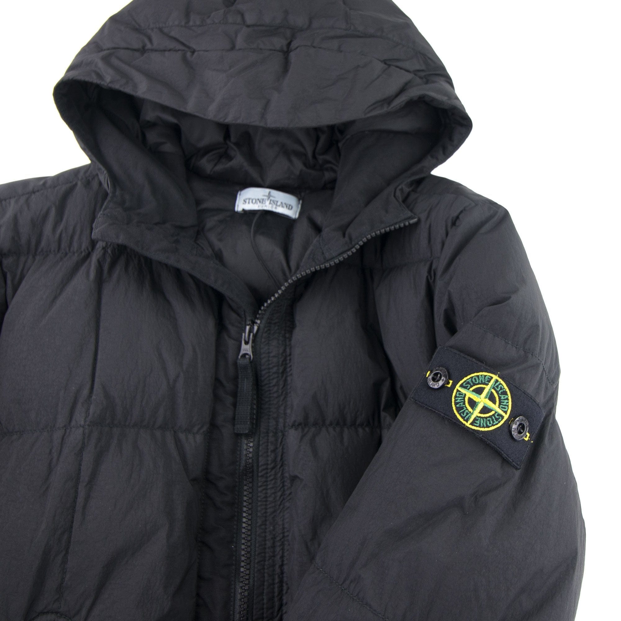 Stone Island Junior 40133 Garment Dyed Crinkle Reps Ny Down Jacket Black V0029