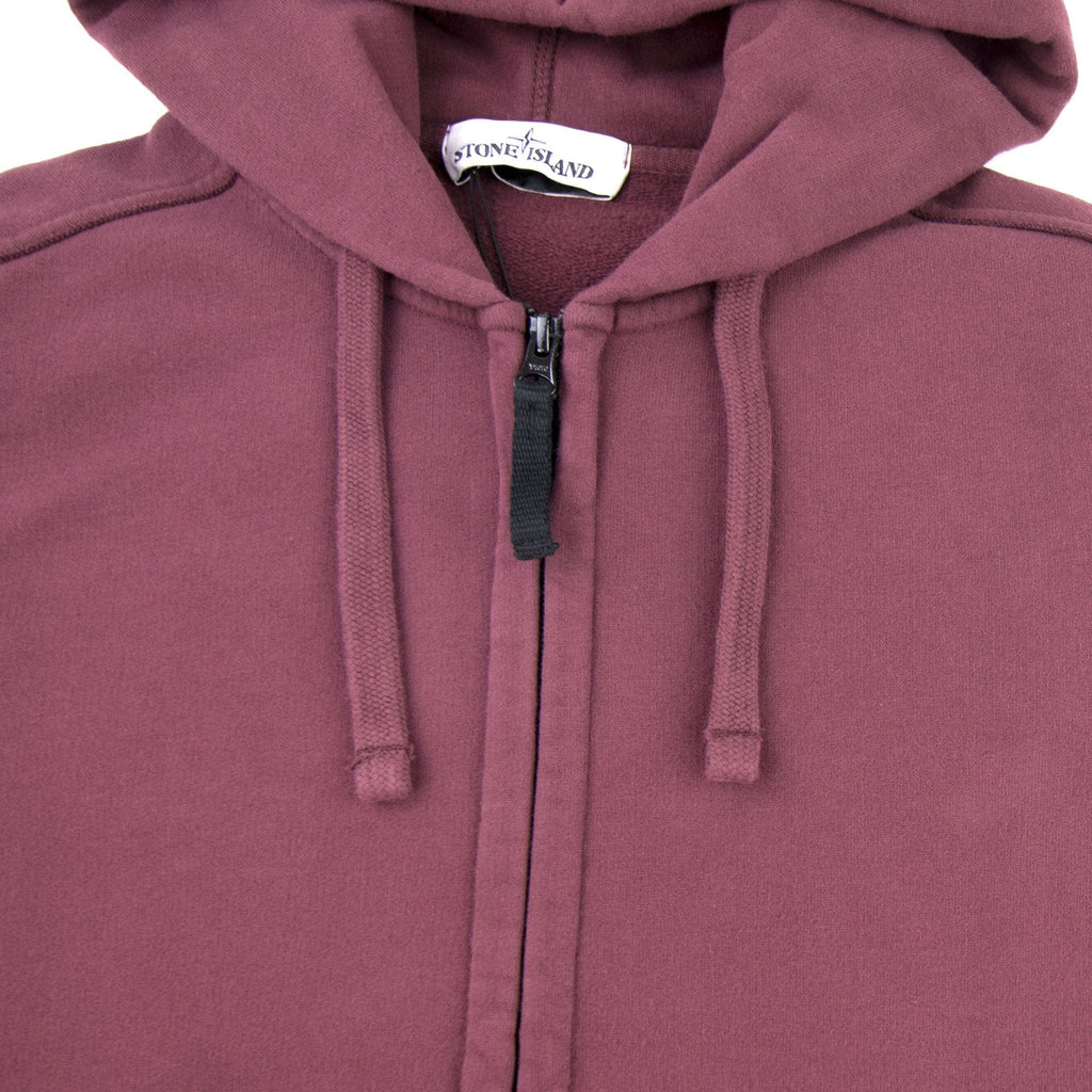 Stone Island 60220 Zip Up Hoodie Burgundy V0011