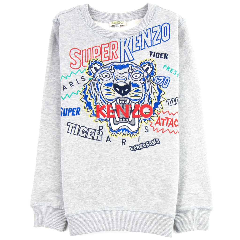 Kenzo Kids Super Tiger Cotton Sweatshirt Grey