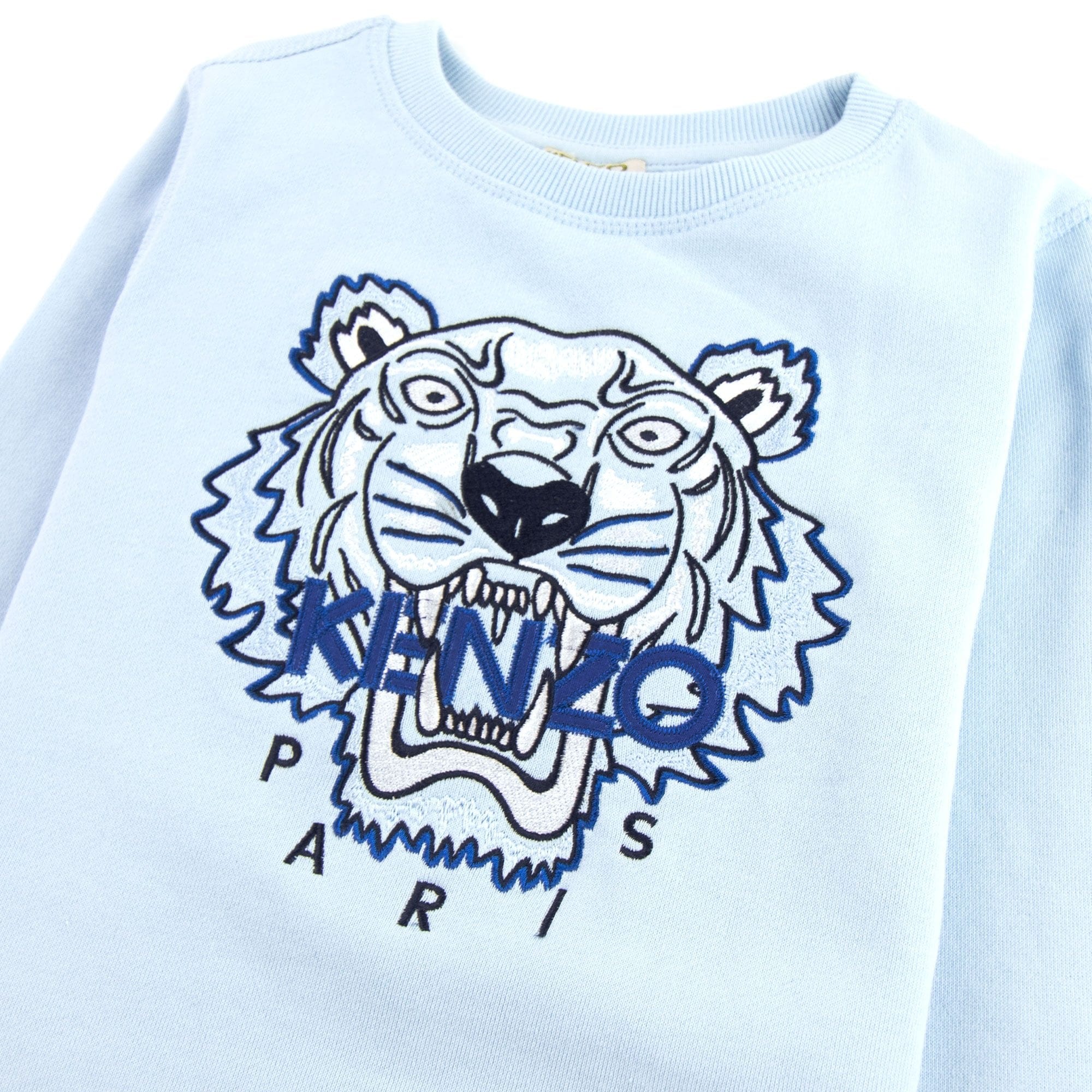 Kenzo Kids Tiger Logo Cotton Sweatshirt Pale Blue