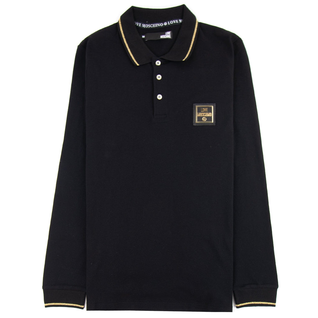 Love Moschino Long Sleeve Polo Shirt Black