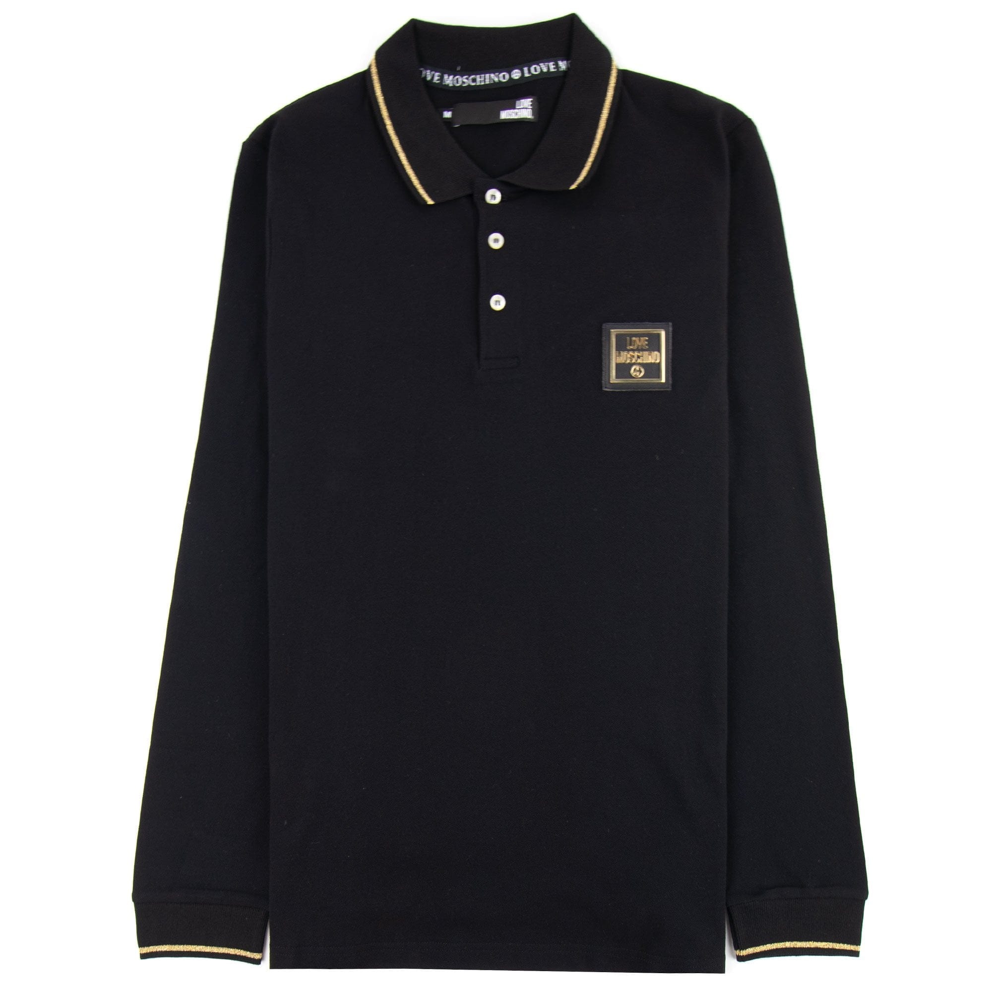 Love Moschino Long Sleeve Polo Shirt Black