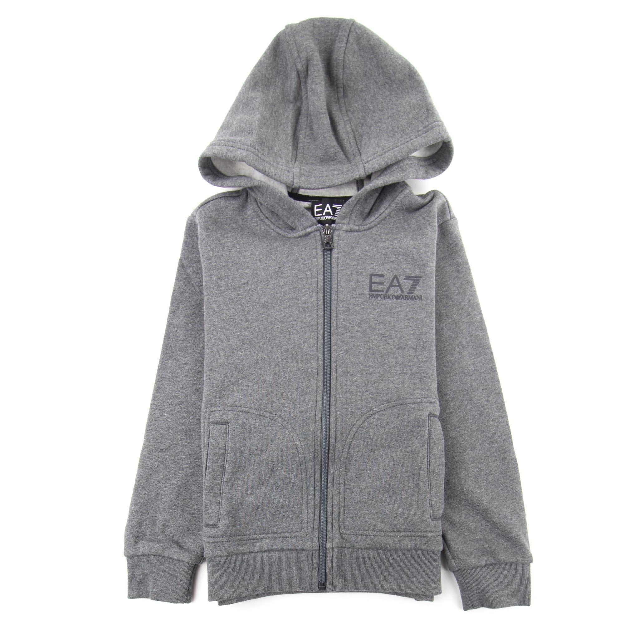 EA7 Junior Hooded Sweatshirt Dark Grey Melange