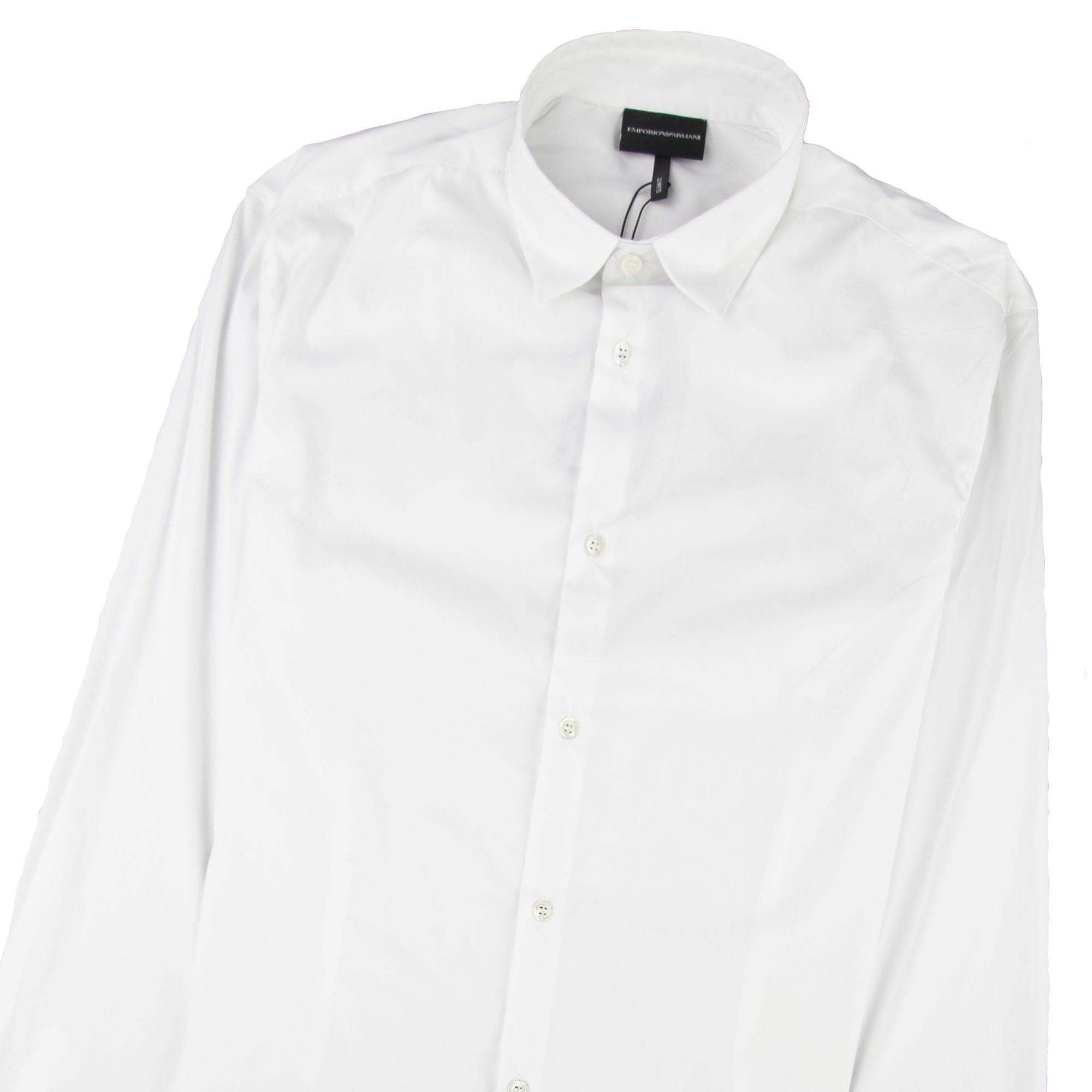 Emporio Armani Stretch Poplin Shirt Bianco Ottico