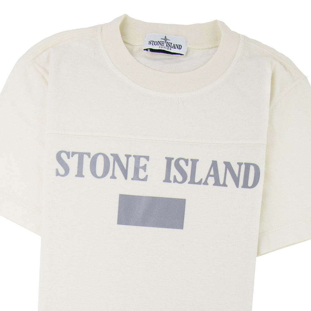 Stone Island Junior 20246 Reflective Logo T Shirt Ivory V0093