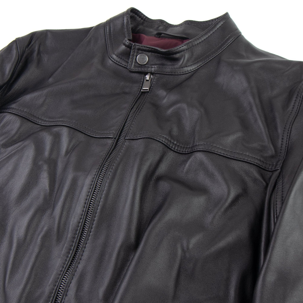 Hugo Boss Blouson Jacket In Nappa Leather Black
