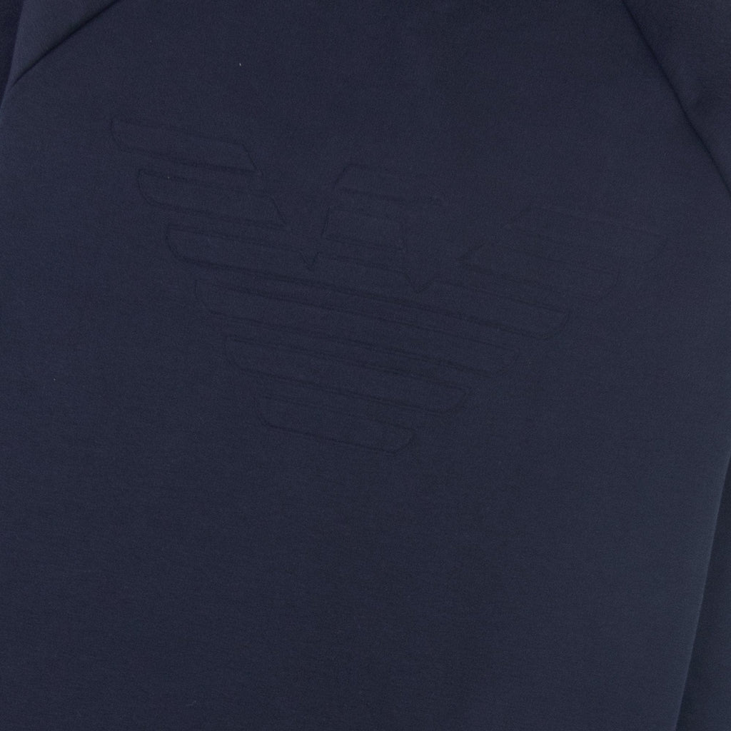 Emporio Armani Logo-embossed Cotton-jersey Jumper Navy