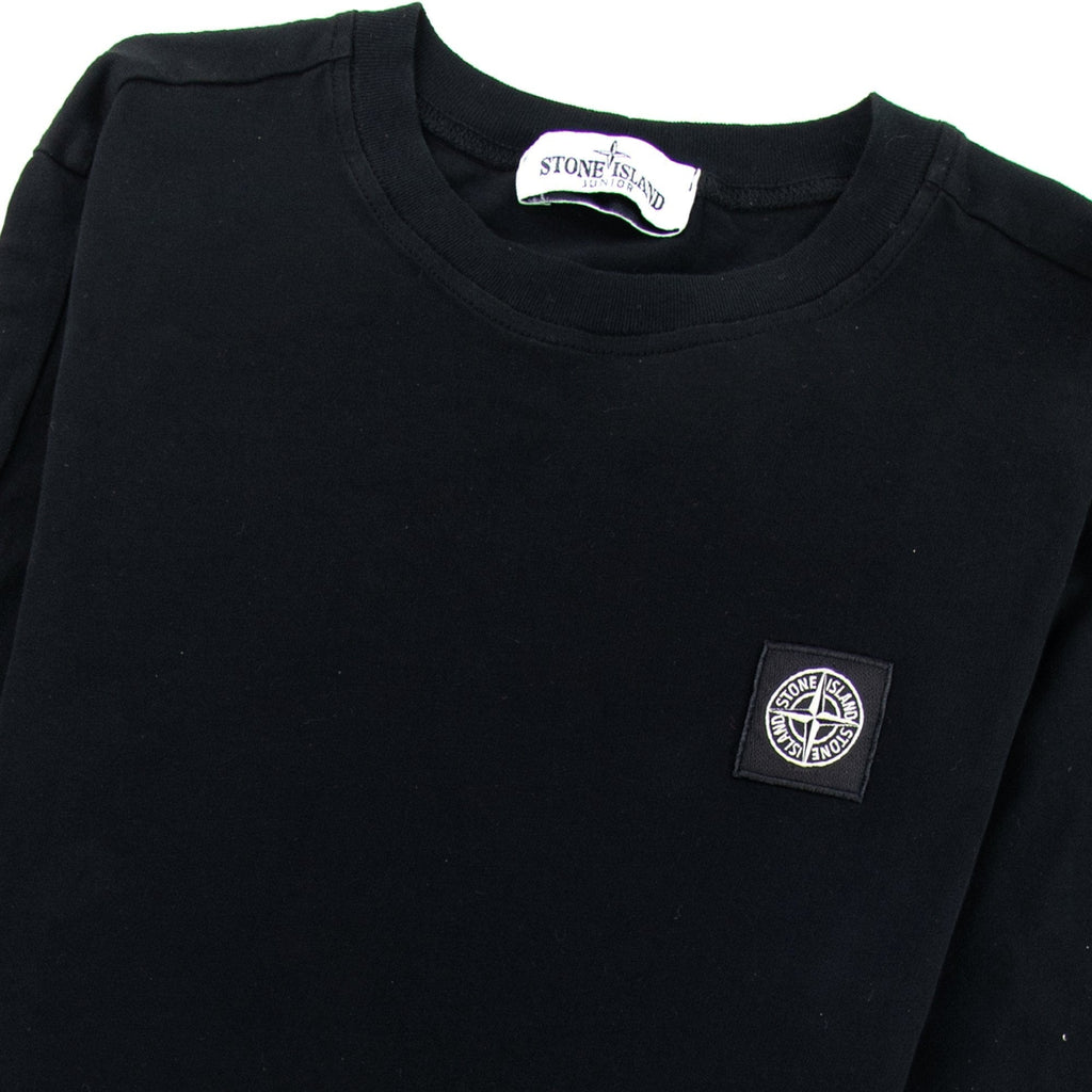 Stone Island Junior Chest Logo Long Sleeve Tshirt Black V0029
