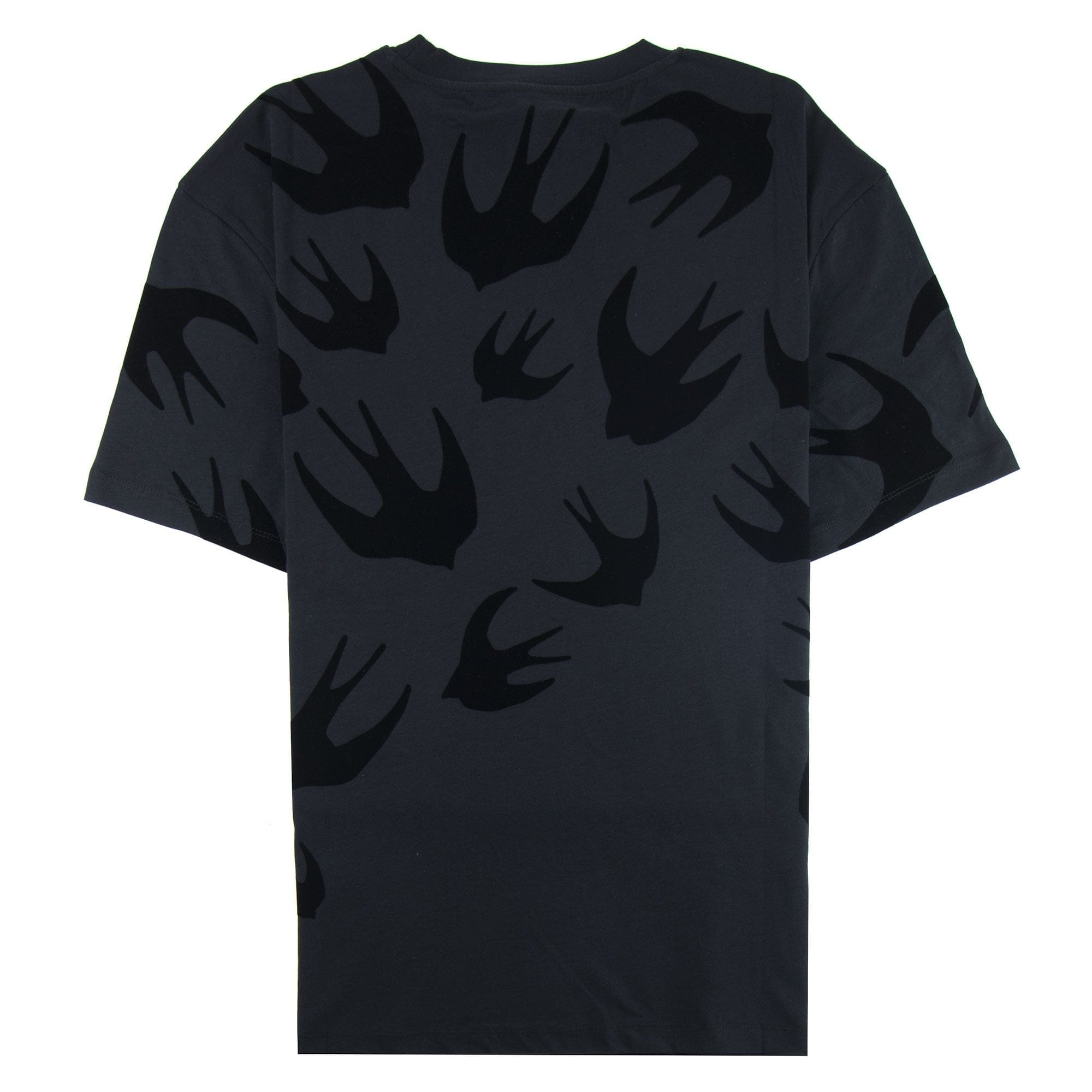 MCQ By Alexander McQueen Tonal Velvet Swallow Swarm T-shirt Black 1000