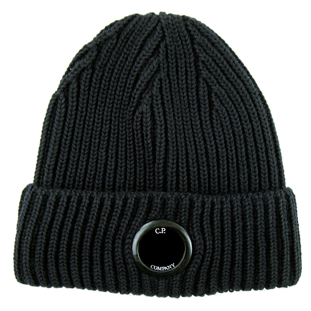 CP Company Extra Fine Merino Wool Lens Winter Beanie Black 999