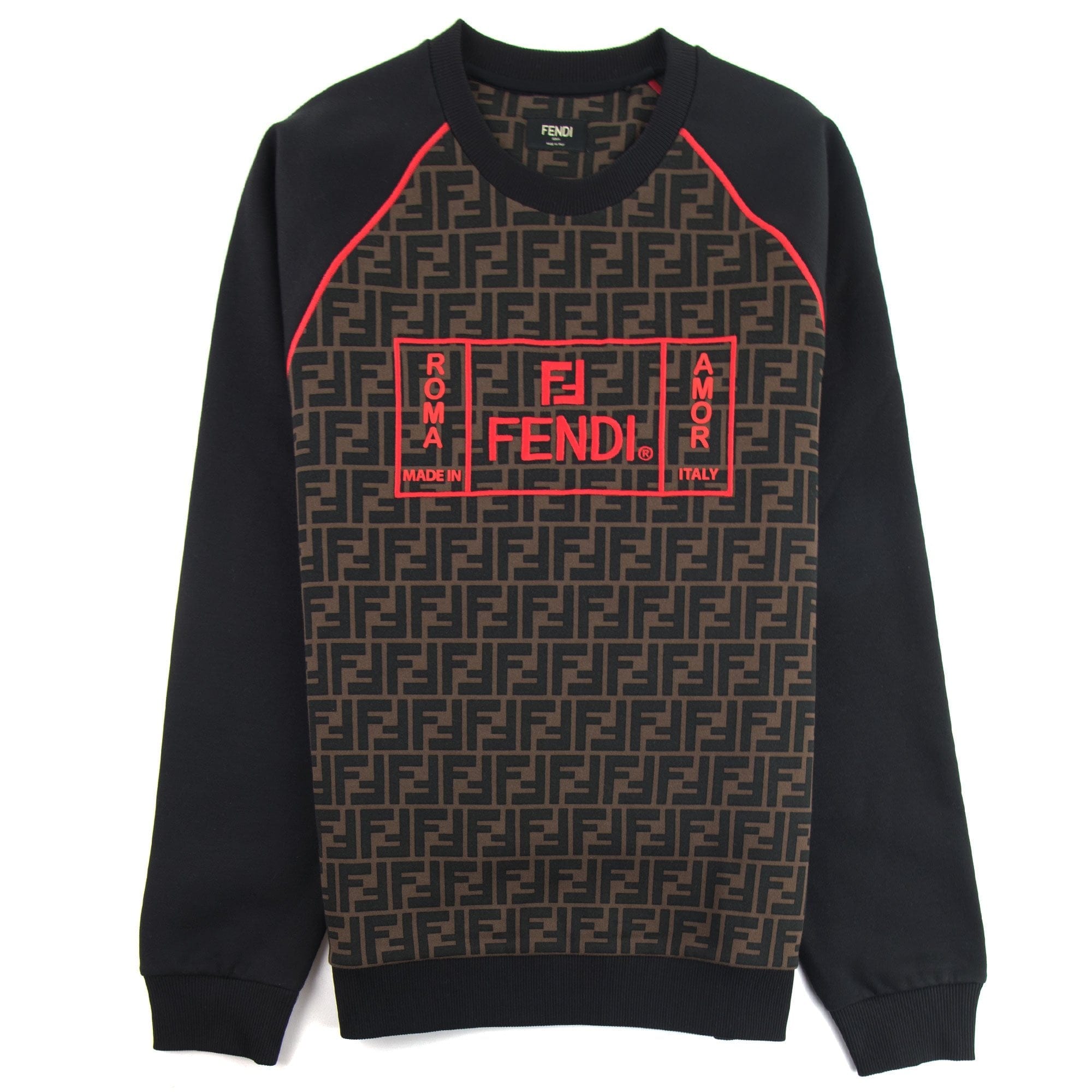 Fendi FF Print Embroidered Logo Sweater Black/Red