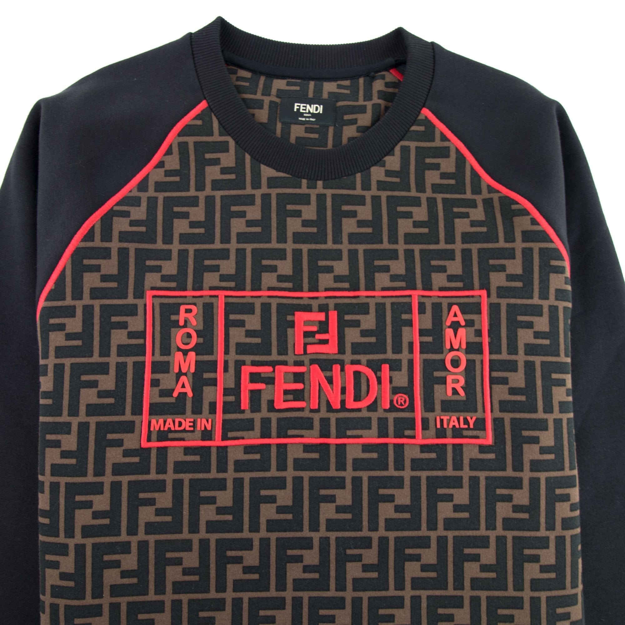 Fendi FF Print Embroidered Logo Sweater Black/Red