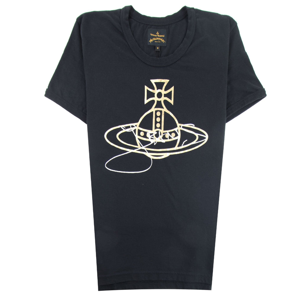 Vivienne Westwood Anglomania Gold Foil Jeans Orb T-shirt Black