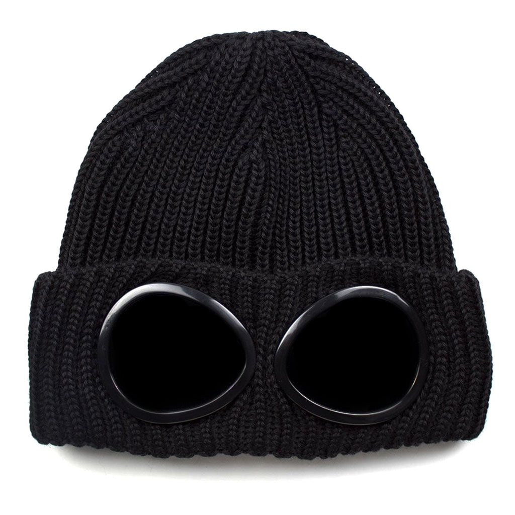CP Company Extra Fine Merino Wool Goggle Winter Beanie Black 999