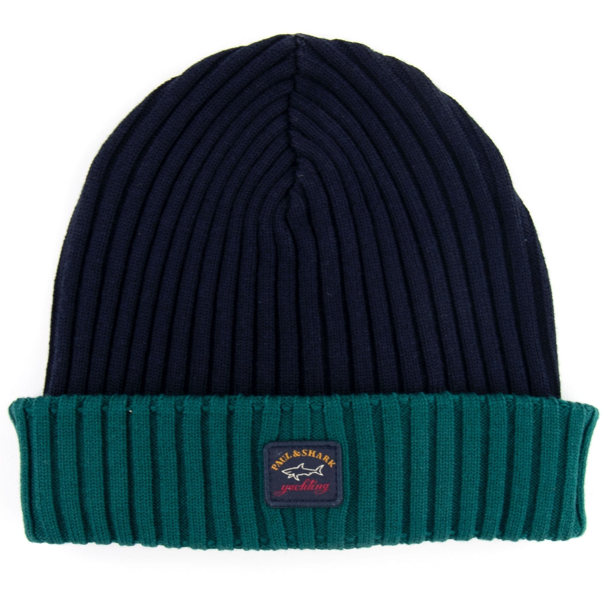 Paul And Shark Wool Ribbed Hat Blue / Green