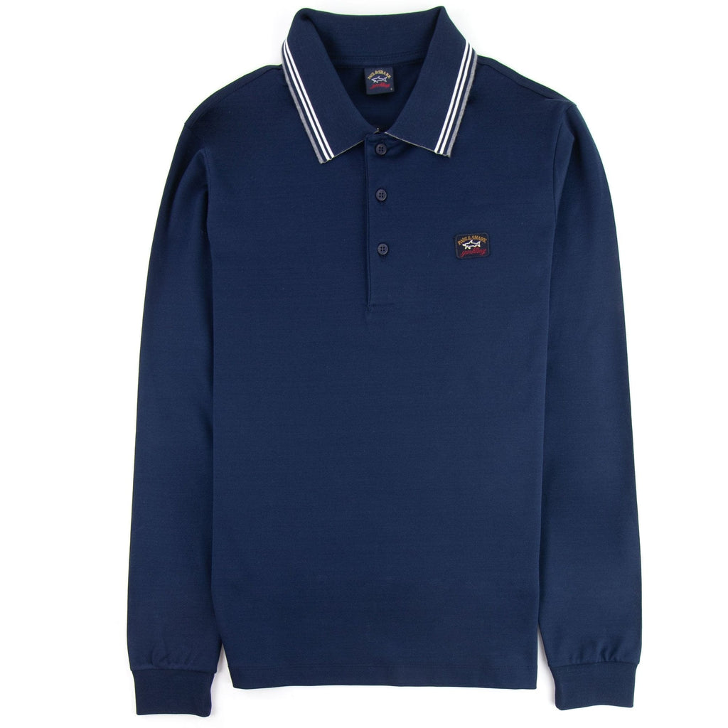 Paul And Shark Tipped Longsleeve Polo Shirt Navy