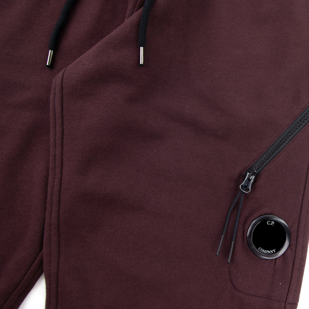 CP Company Diagonal Raised Fleece Double Zip Lens Sweatpants Bitter Chocolate 593