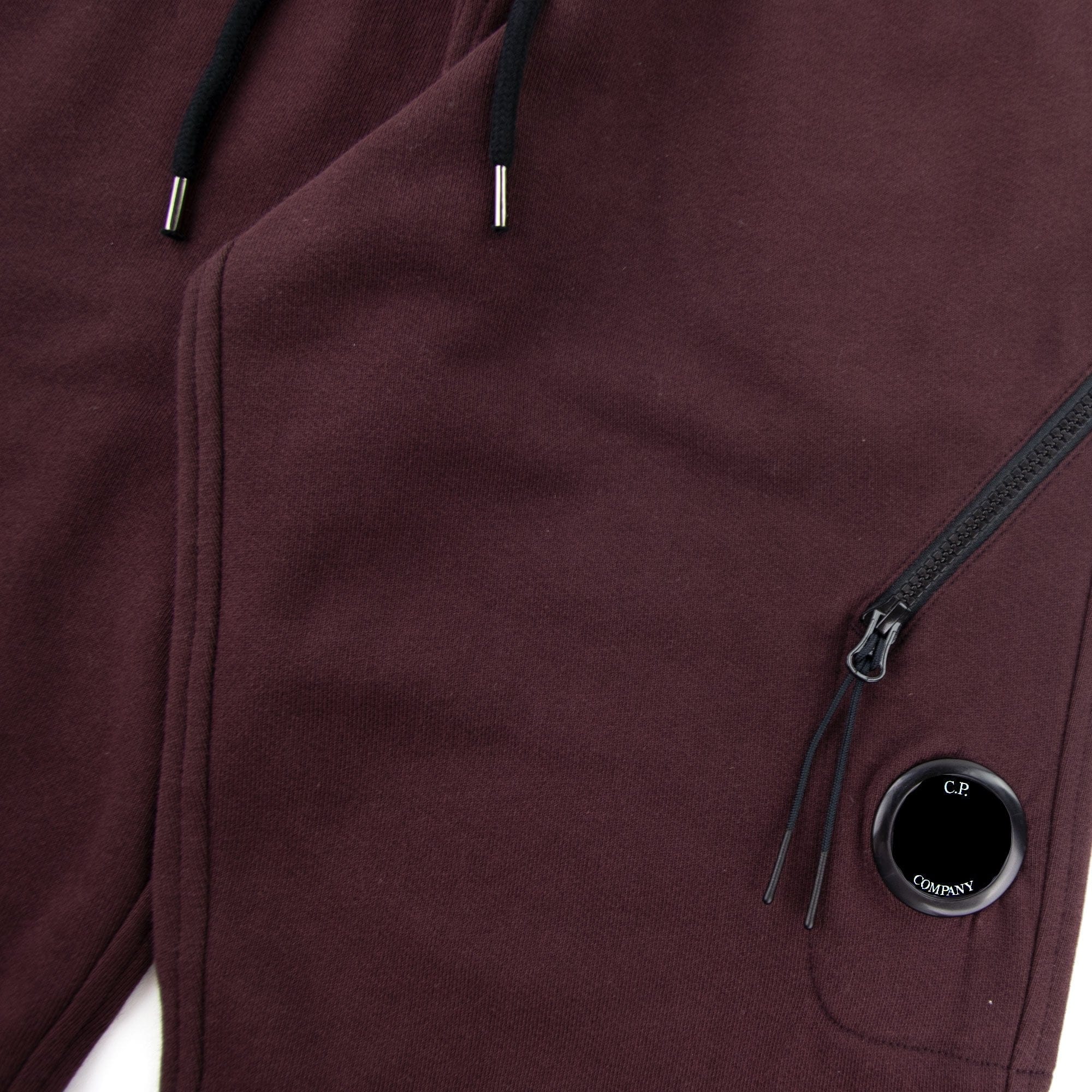 CP Company Diagonal Raised Fleece Double Zip Lens Sweatpants Bitter Chocolate 593