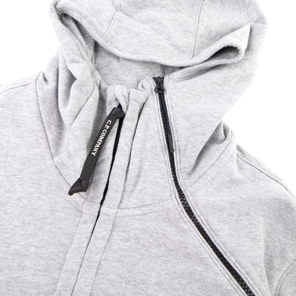 CP Company Diagonal Raised Fleece Double Zip Lens Hoodie Grey M93